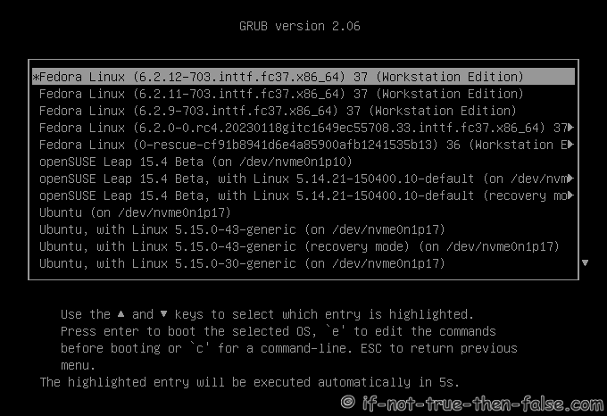 Fedora 38 Upgrade Grub2