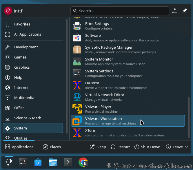 Start VMware from menu